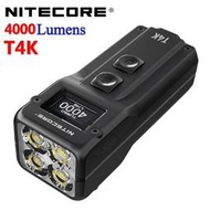 NITECORE T4K 4000流明便攜式鑰匙扣手電筒，4顆LED 一鍵強光，使用USB-C充電的內