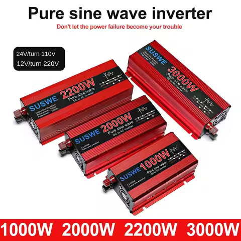 Pure sine wave 1000W/2000W/2000W/3000W converter 24V to 110V-240V external safety inverter