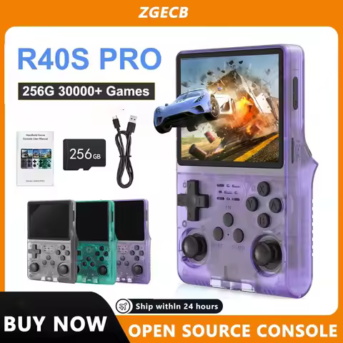 FLLAPT New R40S PRO 256GB Handheld Game 30000+ Retro Games W/Joystick, Linux OS, 3.5Inch IPS Screen 