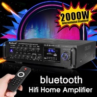 110-230V 2000W Bluetooth Stereo Karaoke Amplifier Support 2 MIC Input FM RC AV Power Amplifier