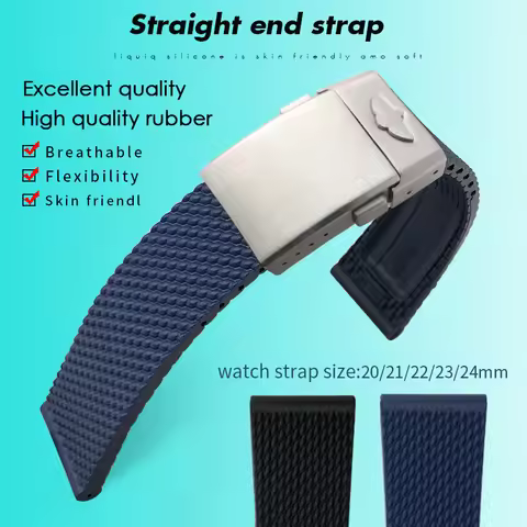 20mm 22mm 24mm Braided Silicone Rubber Watchband Fit for Breitling Avenger Superocean Heritage Seiko