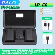 PALO LP-E6 / E6 / LPE6 เครื่องชาร์จแบบ Dual Slot + Battery Package จับคู่ Canon EOS 5D Mark II / 5D Mark IV / EOS 5DS / 5DS R / 6D / 6D Mark II / 7D Mark II / 60D / 60Da / 70D / 80D / 90D / EOS R / R5 / R6 / RP / XC10 / XC15 กล้อง