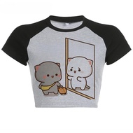 BUBU DUDU  vintage fairycore yk2 crop top girl graphic  cyber y2k 90s clothes crop top