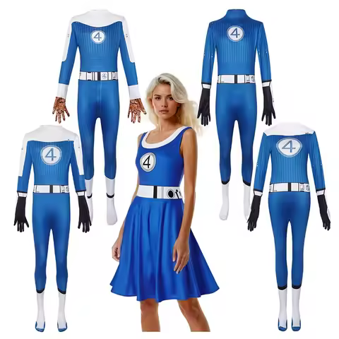 The Fantastic Four Cosplay Reed Richards Costume Jumpsuit Sue Storm Dress Superhero Johnny Storm Clo