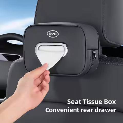 Car Tissue Box Holder Leather Car Armrest Napkin Case Sun Visor Backseat Bag For BYD Atto 3 E6 Tang 