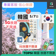 韓國 5 天 / 5 日 放題不限速 5G 放題不限速 無限上網卡數據 外遊數據卡 旅行卡 電話卡 Sim咭 使用限期 31/03/2027