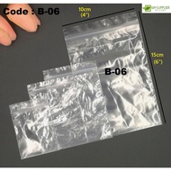 B-06 60g+-50pcs 4"(OPEN) X 6" (T) PE Plain Zipper Plastic Bag W10*L15cm