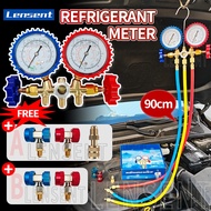 Lensent R134a Car Aircon Manifold Gauge Freon Pressure Gauge 3pcs HOSE AC Manifold Gauge Set  Air Co