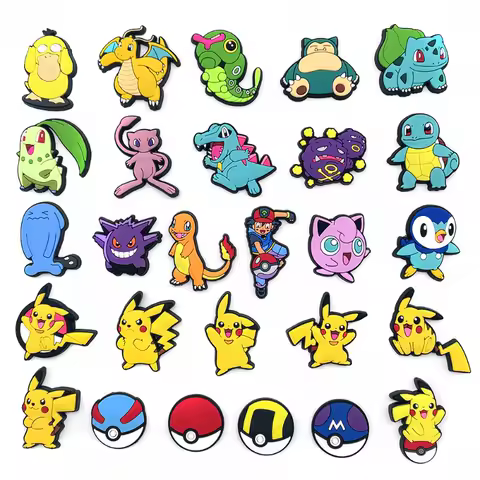 27PCS/set MINISO Pokemon Shoe Charms Cute Cartoon For Clogs Sandals Bag Funny Shoe Accessories Party