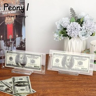 PEONY1 Dollar Bill Picture Frame Holder, Transparent With Base Acrylic Display Frame, Banknote Displ