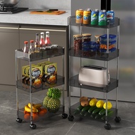 Living Room Storage Bookshelf Mobile Kitchen Fruit and Vegetable Basket Rack Trolley Storage Rack Household Snack Floor Multi-Layer