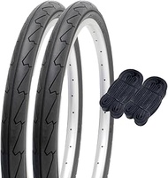 Shinko SR076 60104 20 Inch Bicycle Tire Tube, Set of 2, Pair Roll, Slick Tires, 20 x 1.50 Inches, Black