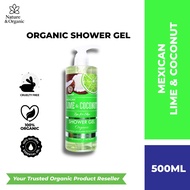 Natureal Organic Mexican Lime & Coconut Energizing Shower Gel 500ML Fresh Body Wash with Lime Zesty 