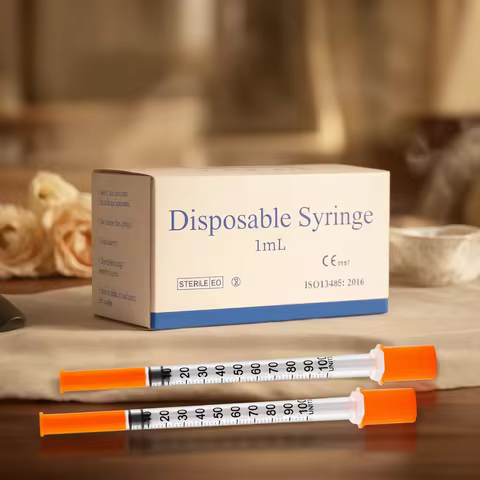 100pcs/box 1ml/1cc 31G 8mm insulin Syring With Needle Orange Cap,Sterilized individually packaged Sa