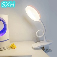 SXH LED Charging Desk Lamp Eye Protection Study Lamp Bedroom Bedside Student Dormitory Artifact Children Desk Clip Lamp Table Lamp