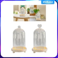 [Etekaxa] Clear Glass Cloche Dome Valentine's Day Flowers Cover Micro Landscape Holder Centerpieces Bell Jar Display Case DIY Cloche Dome