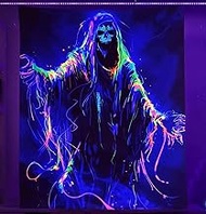 Onivein Blacklight Skull Tapestry Glow In The Dark Gothic Skeleton Tapestry UV Reactive Tapestries W