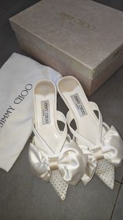 JIMMY CHOO 絲帶水晶婚紗涼鞋