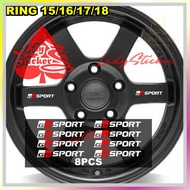 TOYOTA GR SPORT CAR RIM STICKER YARIS GR AGYA GR RUSH GR FORTUNER GR 8PCS CAR RIM STICKER