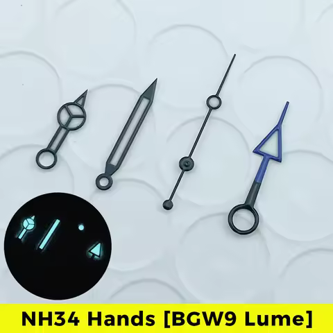 Black Super BGW9 Lume NH34 GMT Watch Benz Hands Blue GMT Hand Mod for NH34A Movement SKX SSK for 28.