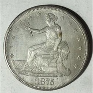 美國貿易銀 拿花女神銀幣 1875 S字註記 C6 保真