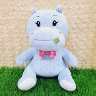 Soft Blue Hippo Doll Pink Ribbon Horse Doll Checkered Hippo Doll Nil Horse