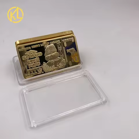 1pc Gold Banknotes 100 Trillion Dollars Zimbabwe Gold Bar Replica Coins Fake Money Dollar Gold Copy 