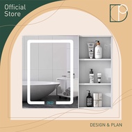 Design Plan Bathroom Space Aluminum Wall-Mounted Smart LED Mirror Cabinet White
