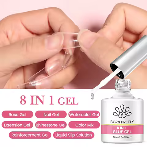 BORN PRETTY 10ml 8-in-1 Nail Glue Coat Rubber Gel Reinforcement Gel for Nails Tools Soak Off UV LED