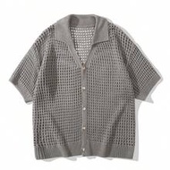 Men Solid Pointelle Knit Top , Crochet , Funny , Friends , Vacation , Plain Mens Crochet Shirts Mens