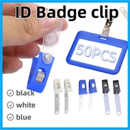 50Pcs ID Clip Badge Clips/Id Pin Clip/Id Holder Clip/Id Lace Clip with Clear PVC Straps for ID Cards