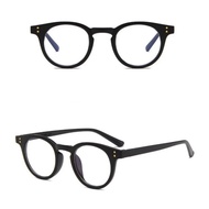 Basic round V-shaped eyeglass frames for men and women, 0-degree fake near-sighted lenses made of be