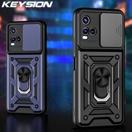 KEYSION เคสกันกระแทกสำหรับ VIVO T1X Y21T Y33T กดดึงกล้องแหวนป้องกันโทรศัพท์ฝาหลังสำหรับ VIVO Y21A Y2