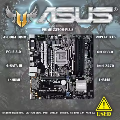 ASUS PRIME Z270M-PLUS Motherboard 1151 Motherboard DDR4 Support Core i7 7700k Cpus Intel Z270 2×M.2 