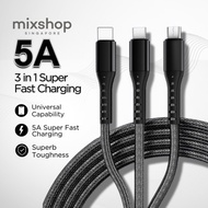 5A Super Fast Charging Cable – 3-IN-1 Multi Charging Cable SG