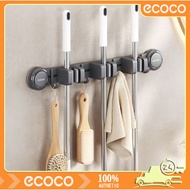 Ecoco Suction Cup Mop Holder Aluminum Adjustable Wall Mop Broom Hanger Organizer with Sliding Hook