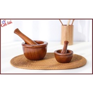 [God_deal] wood mortar and pestle herb sesame grinder