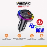 [Remax Energy] RCC330 Earl Series RGB Colorful Lighting 66W PD+QC Fast Car Charger (1USB / 2Type C C
