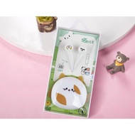 [KIKI-336] Set Headset Earphone Kartun CAT MEOW / Wadah Earphone Karakter KUCING MIAW Lucu / Tempat 