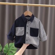 Boy's Shirt 2026 Children's Baby Striped Lapel Top Long-Sleeved Handsome Shirt