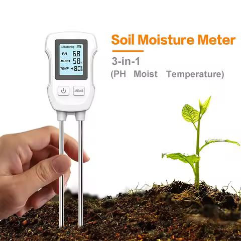 3-in-1 Soil Moisture Meter Digital Plant Temperature/Soil Moisture/PH Meter LCD Display Soil Test Me