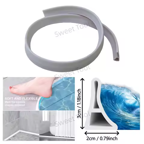 Collapsible Shower Threshold Water Dam Shower Edge Water Barrier Stopper Water Blocker Retention Sys