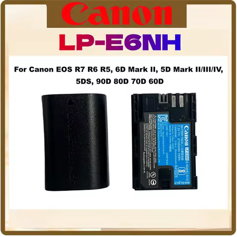Original LP-E6NH Battery 2130mAh for Canon EOS R7 R6 R5, 6D Mark II, 5D Mark II/III/IV, 5DS, 90D 80D