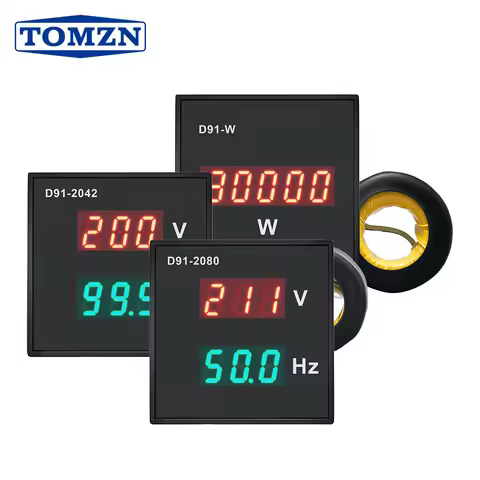 TOMZN Digital Meter Voltage Current Frequency Power Display High Precision Small Size AC40-300V 2 Ti