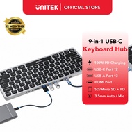UNITEK 9 in 1 USB-C Keyboard Hub with Vivid 3D Effect Video Sync / Ultra-fast Data Transfer & Suppor