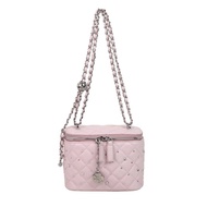 Deere Jack Chic bông túi đeo vai bằng da PU với dây xích và ngọc trai chi tiết