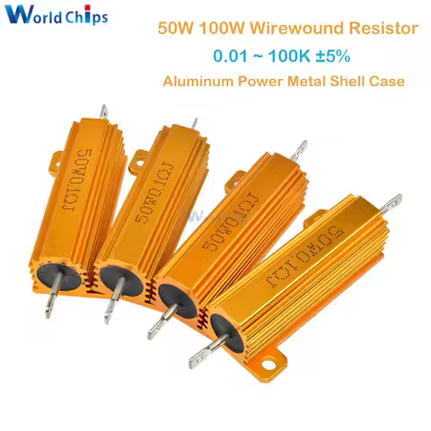 50W 100W 0.5R 1R 2R 4R 6R 8R 10R 20R Aluminum Power Metal Shell Case Wirewound Resistor 0.01 ~ 100K 
