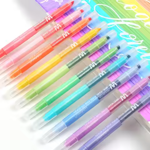 10pcs Erasable Highlighters Dual Tip Highlighters 10 Colors No Bleeding Highlighter Pens for School 