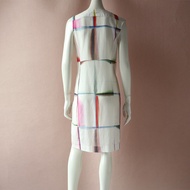 EU38/40 N03 Check Printed V-Neck Sleeveless Twisted Design Silk Cotton Dress 7000