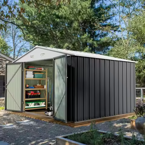 8x10 FT Outdoor Storage Shed,Metal Garden Sheds&Outdoor Storage Clearance,Large Tool Shed Outdoor w/